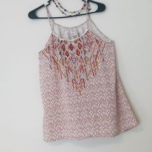 Knox Rose embroidered brown cream burgundy Md top